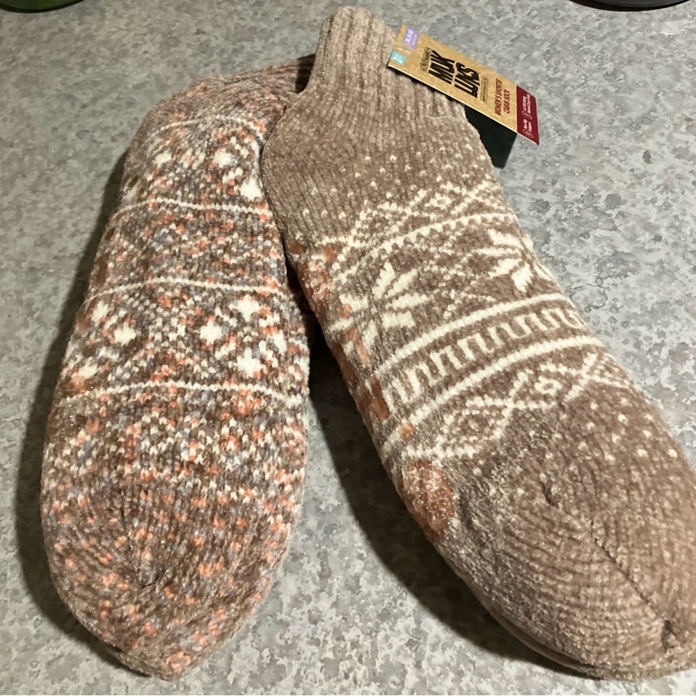 Muk Luks Women's Shortie Cabin Sock - Brown - Picture 2 of 4
